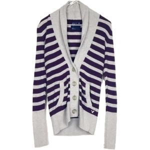 American Eagle Purple Striped Cardigan Medium AZ